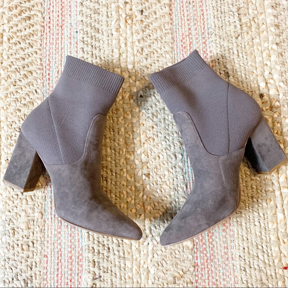 Steve Madden Remy Sock Ankle Bootie Grey Suede